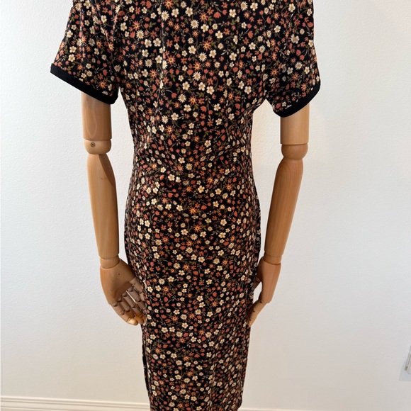 Brown Black Flower Midi Dress - Picture 15 of 16